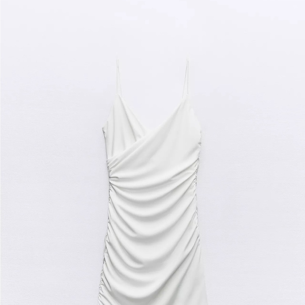 Zara White Pleated Slip Dress